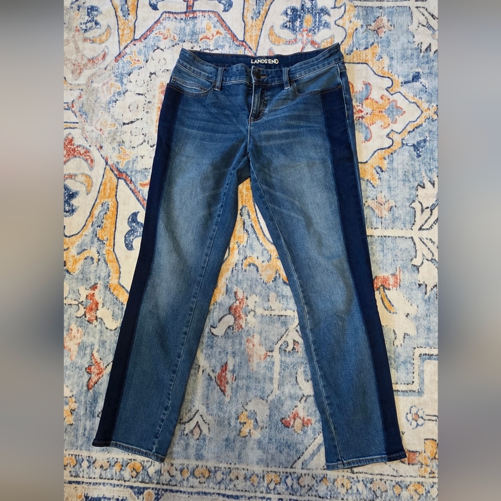 Lands' End Two-Tone Blue Straight Leg Jeans